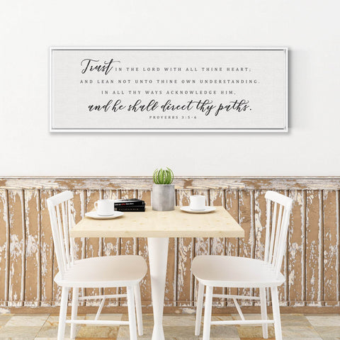 Trust In The Lord With All Thine Heart | Scripture Sign | Christian Wall Decor | Bible Verse Sign |Proverbs 3:5-6 Sign With Frame Options - Forever Written
